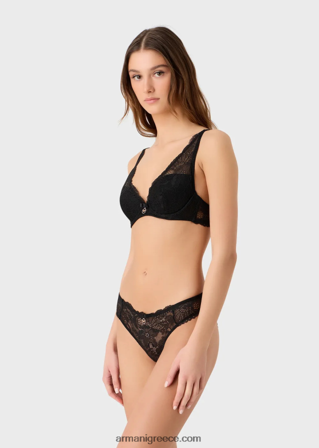 γυναίκες Armani αιώνια δαντέλα ανακυκλωμένα δαντελένια σλιπ 4046R6154 μαύρος