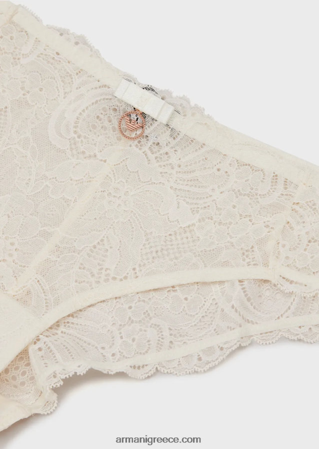 γυναίκες Armani αιώνια δαντέλα ανακυκλωμένα δαντελένια σλιπ 4046R6156 γαλακτώδες λευκό