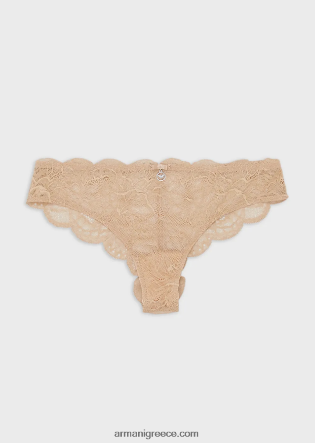 γυναίκες Armani εικονικό δαντελένιο βραζιλιάνικο σλιπ 4046R6166 μπεζ