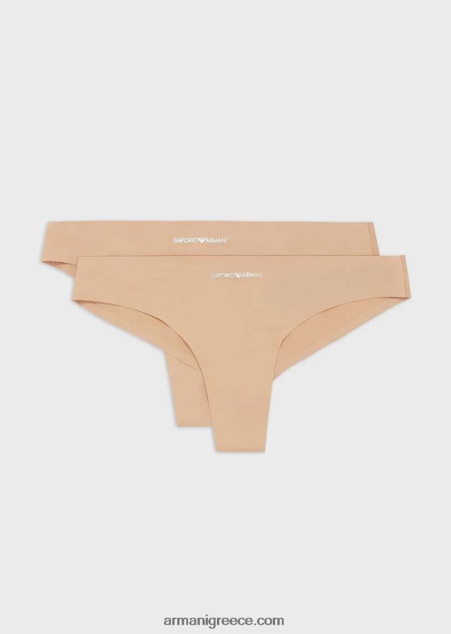 γυναίκες Armani δύο συσκευασίες βραζιλιάνικο σλιπ από μικροΐνες 4046R6169 μπεζ