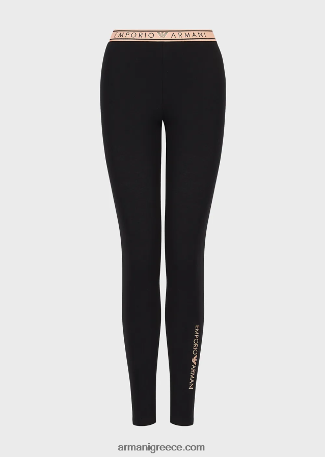 γυναίκες Armani εμβληματικό κολάν από οργανικό βαμβάκι με λογότυπο στη μέση 4046R6176 μαύρος