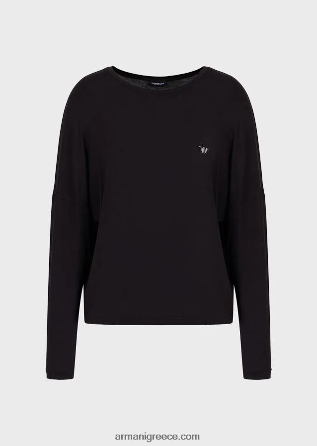 γυναίκες Armani ρευστό τοπ σαλονιού οικολογικής βισκόζης 4046R6178 μαύρος