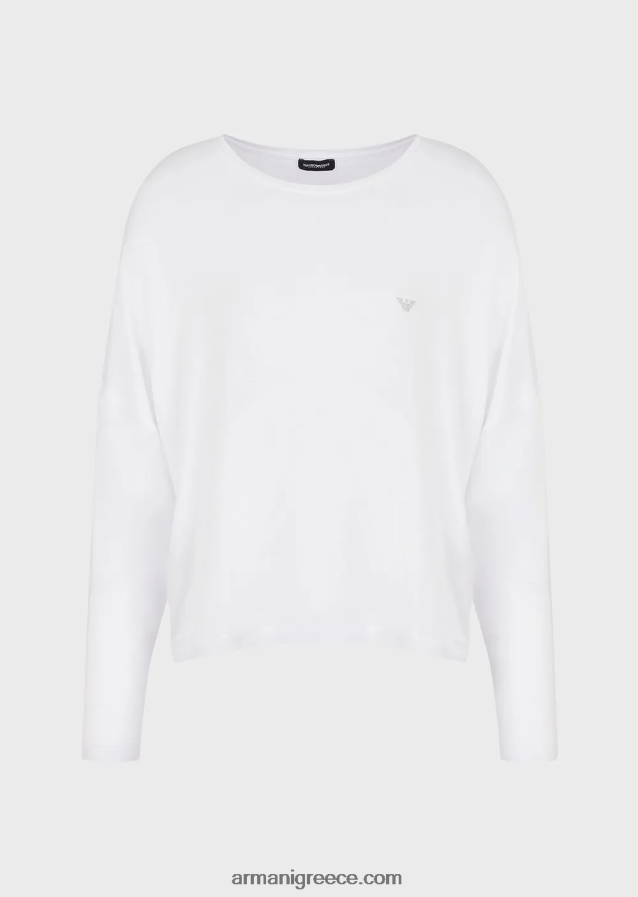 γυναίκες Armani ρευστό τοπ σαλονιού οικολογικής βισκόζης 4046R6179 άσπρο