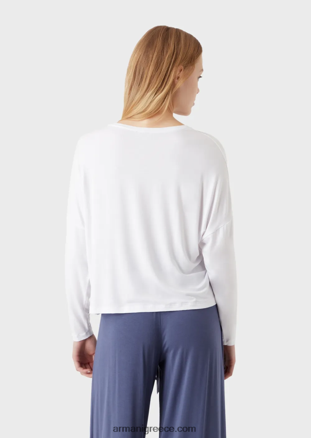 γυναίκες Armani ρευστό τοπ σαλονιού οικολογικής βισκόζης 4046R6179 άσπρο