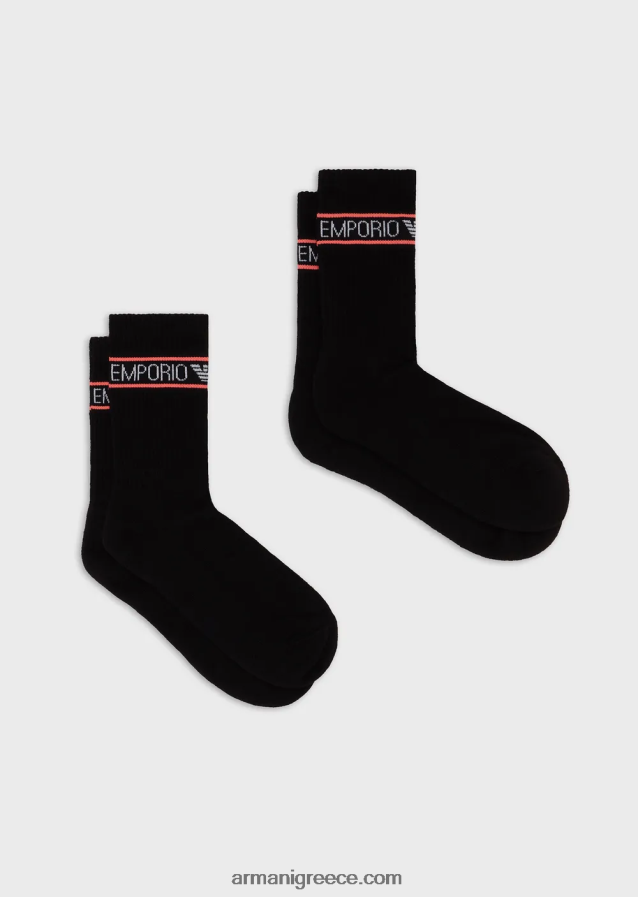 γυναίκες Armani δύο συσκευασίες κάλτσες με σπορ λογότυπο 4046R6184 μαύρος