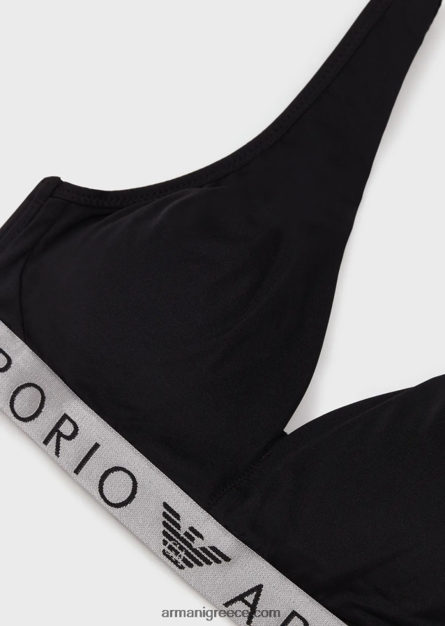 γυναίκες Armani εμβληματικό ανακυκλωμένο bralette με επένδυση από μικροΐνες 4046R6130 μαύρος