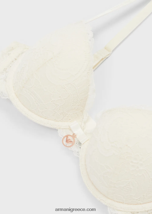 γυναίκες Armani σουτιέν push-up με αιώνια δαντέλα 4046R6157 γαλακτώδες λευκό