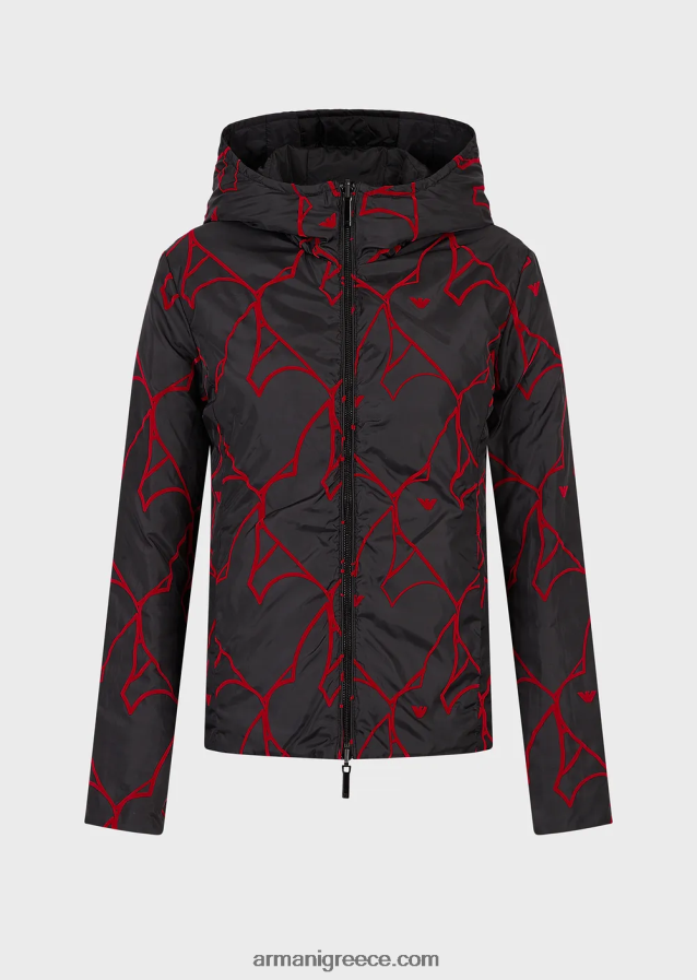 γυναίκες Armani αναστρέψιμο, καπιτονέ σακάκι με κουκούλα 4046R6238 μαύρος