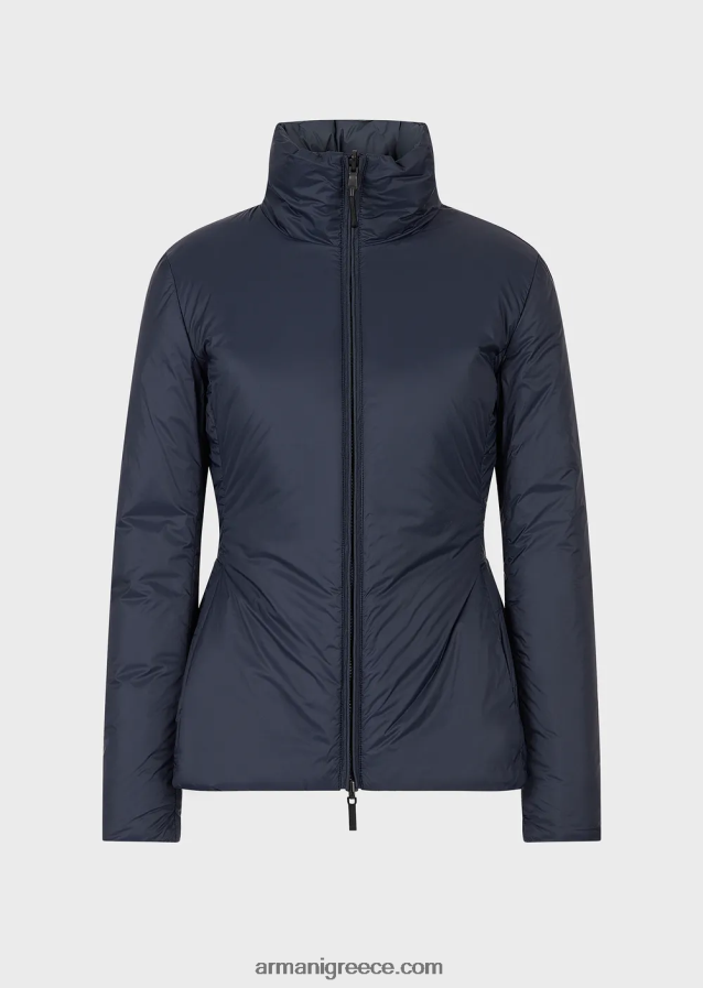 γυναίκες Armani υδατοαπωθητικό αναστρέψιμο νάιλον πουπουλένιο μπουφάν με ανακυκλωμένο πούπουλο 4046R6239 ναυτικό μπλε