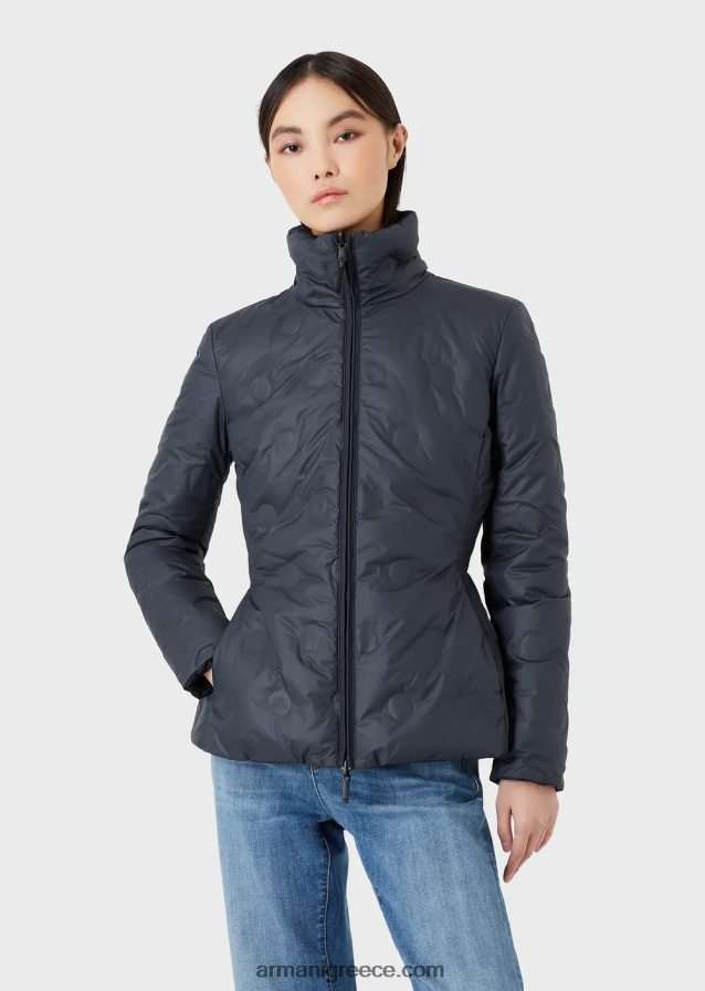 γυναίκες Armani υδατοαπωθητικό αναστρέψιμο νάιλον πουπουλένιο μπουφάν με ανακυκλωμένο πούπουλο 4046R6239 ναυτικό μπλε