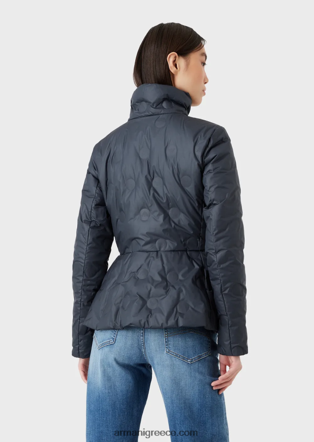 γυναίκες Armani υδατοαπωθητικό αναστρέψιμο νάιλον πουπουλένιο μπουφάν με ανακυκλωμένο πούπουλο 4046R6239 ναυτικό μπλε