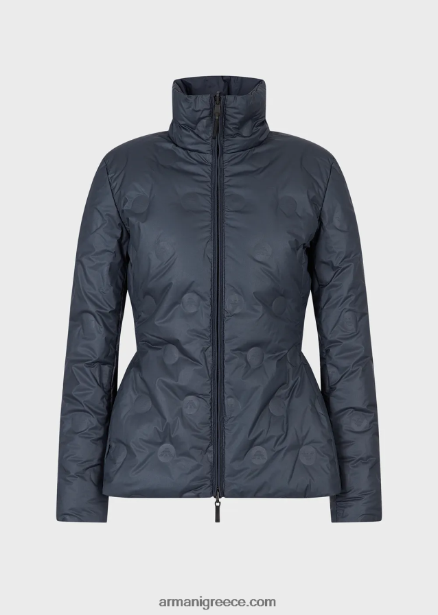 γυναίκες Armani υδατοαπωθητικό αναστρέψιμο νάιλον πουπουλένιο μπουφάν με ανακυκλωμένο πούπουλο 4046R6239 ναυτικό μπλε