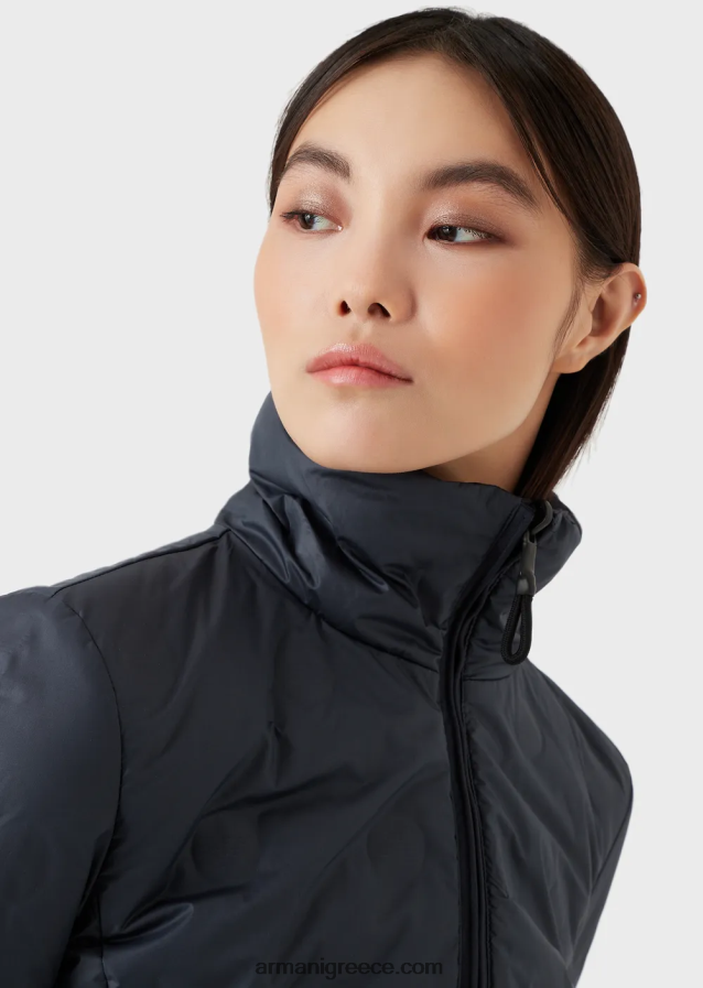 γυναίκες Armani υδατοαπωθητικό αναστρέψιμο νάιλον πουπουλένιο μπουφάν με ανακυκλωμένο πούπουλο 4046R6239 ναυτικό μπλε