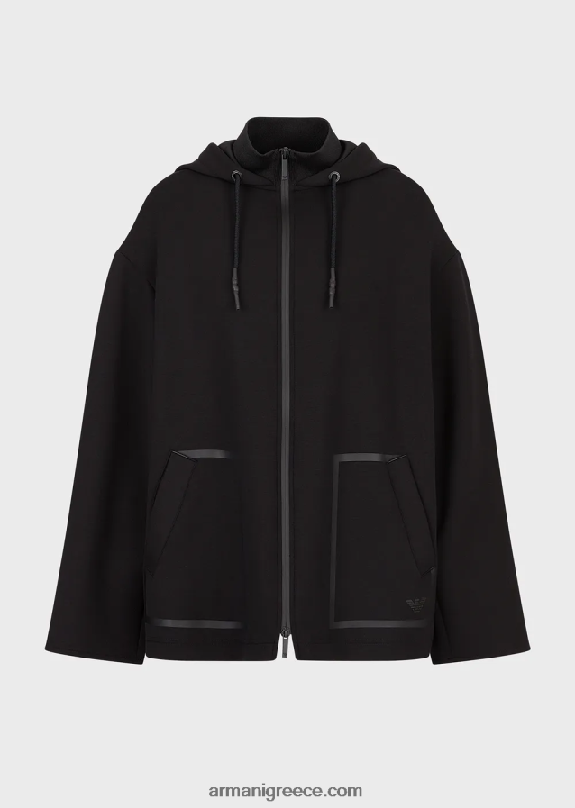 γυναίκες Armani Φούτερ μεγάλου μεγέθους με φερμουάρ από ύφασμα κατάδυσης 4046R6240 μαύρος