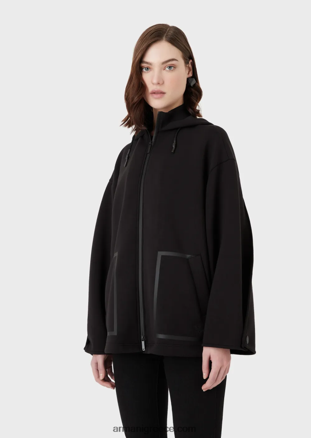 γυναίκες Armani Φούτερ μεγάλου μεγέθους με φερμουάρ από ύφασμα κατάδυσης 4046R6240 μαύρος