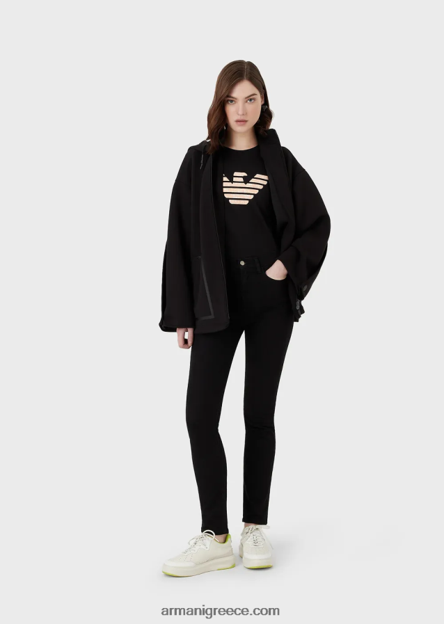 γυναίκες Armani Φούτερ μεγάλου μεγέθους με φερμουάρ από ύφασμα κατάδυσης 4046R6240 μαύρος