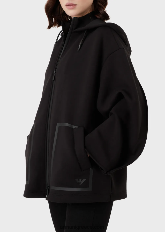 γυναίκες Armani Φούτερ μεγάλου μεγέθους με φερμουάρ από ύφασμα κατάδυσης 4046R6240 μαύρος