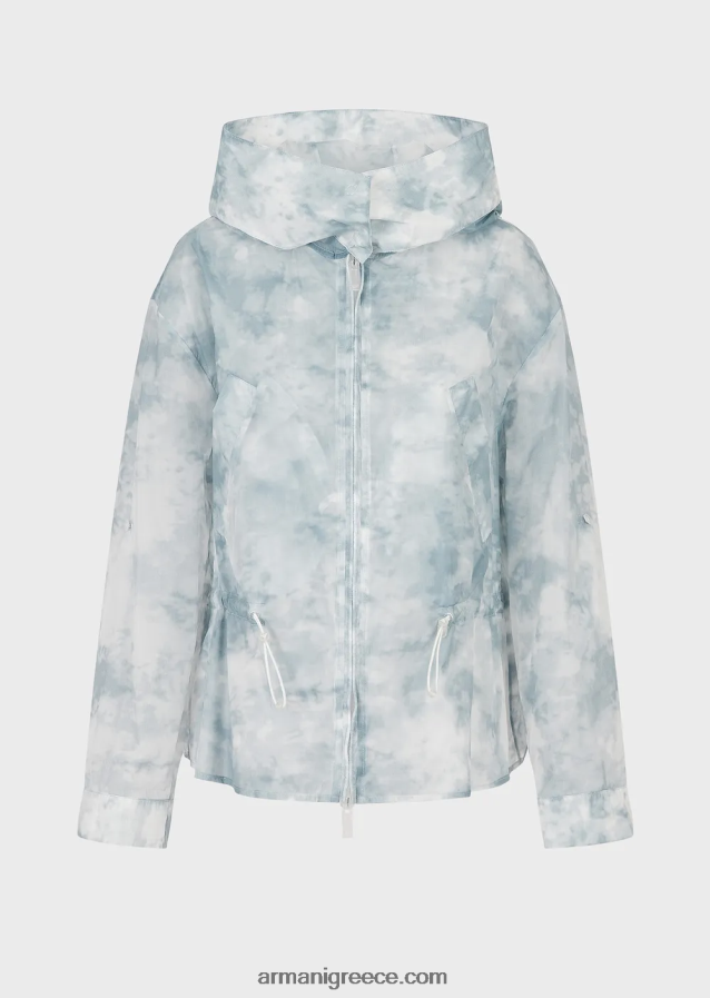 γυναίκες Armani Μπλούζον με κουκούλα με φερμουάρ από νάιλον ντεγκραντέ με εφέ ουρανού 4046R6241 πρότυπο