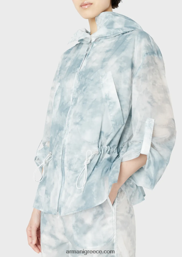 γυναίκες Armani Μπλούζον με κουκούλα με φερμουάρ από νάιλον ντεγκραντέ με εφέ ουρανού 4046R6241 πρότυπο
