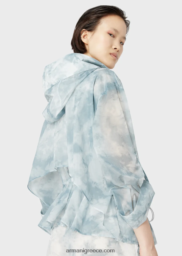 γυναίκες Armani Μπλούζον με κουκούλα με φερμουάρ από νάιλον ντεγκραντέ με εφέ ουρανού 4046R6241 πρότυπο