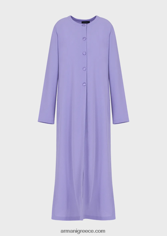 γυναίκες Armani Πανωφόρι από ύφασμα γρανίτη με κουμπιά και πλαϊνά σκισίματα 4046R6244 μωβ