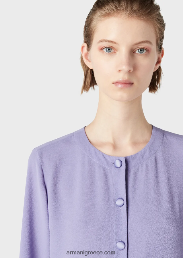 γυναίκες Armani Πανωφόρι από ύφασμα γρανίτη με κουμπιά και πλαϊνά σκισίματα 4046R6244 μωβ