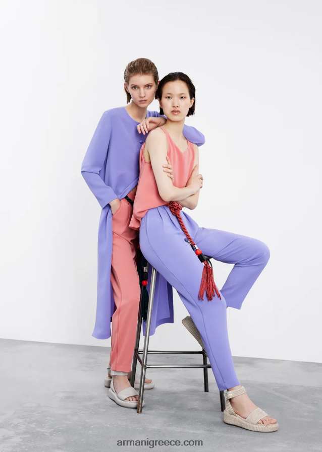 γυναίκες Armani Πανωφόρι από ύφασμα γρανίτη με κουμπιά και πλαϊνά σκισίματα 4046R6244 μωβ