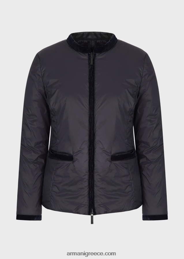 γυναίκες Armani νάιλον αναστρέψιμο μπουφάν με γιακά γκουρού 4046R6246 ναυτικό μπλε