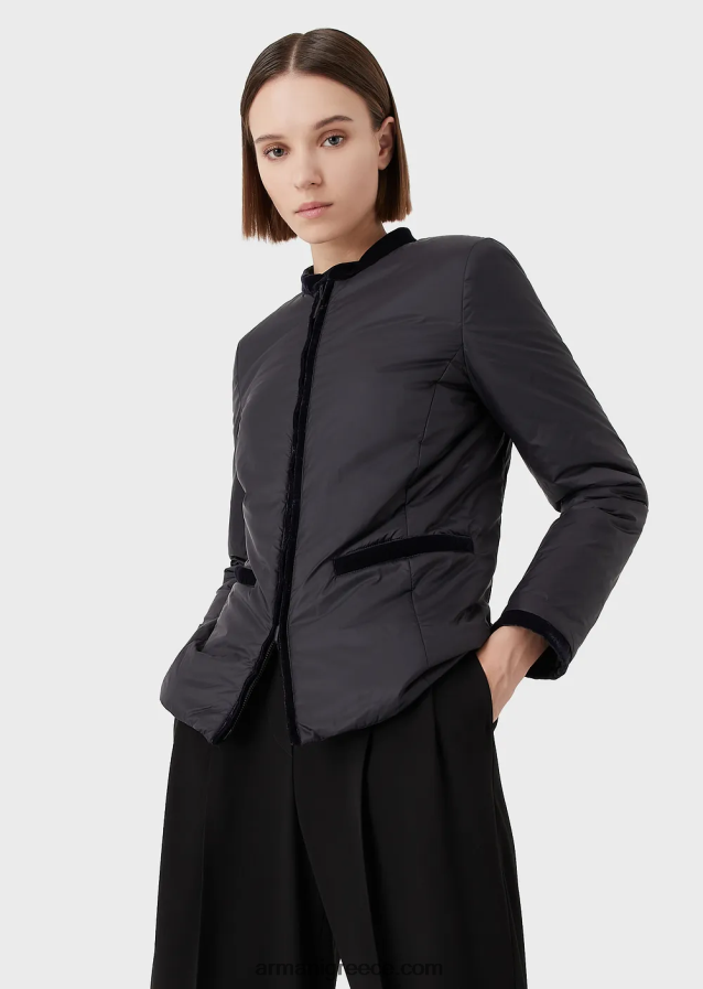 γυναίκες Armani νάιλον αναστρέψιμο μπουφάν με γιακά γκουρού 4046R6246 ναυτικό μπλε