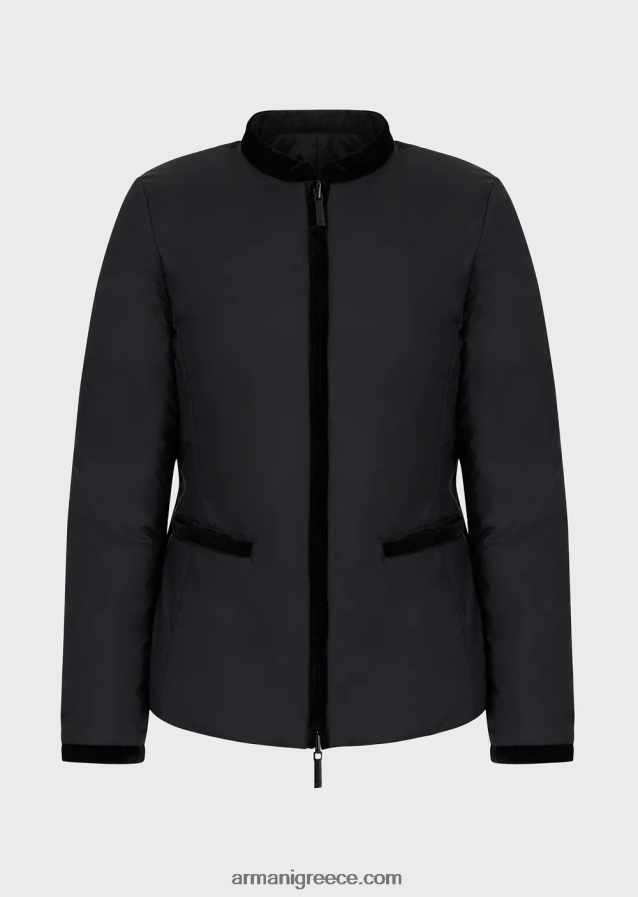 γυναίκες Armani νάιλον αναστρέψιμο μπουφάν με γιακά γκουρού 4046R6247 μαύρος
