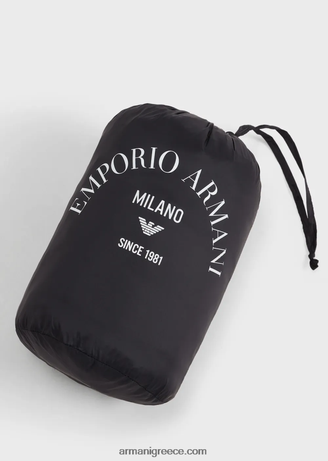 γυναίκες Armani νάιλον αναστρέψιμο μπουφάν με γιακά γκουρού 4046R6247 μαύρος