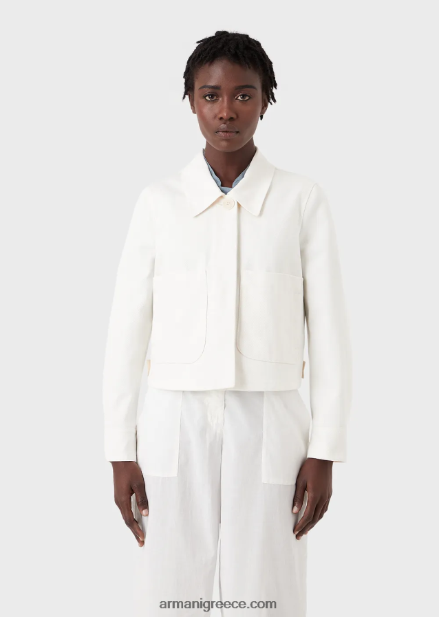 γυναίκες Armani βιώσιμη συλλογή οργανική μπλούζον ταύρων 4046R6250 γαλακτώδες λευκό