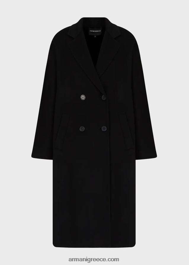 γυναίκες Armani παλτό από μαλλί κασμίρ και διπλό κασμίρ 4046R6253 μαύρος