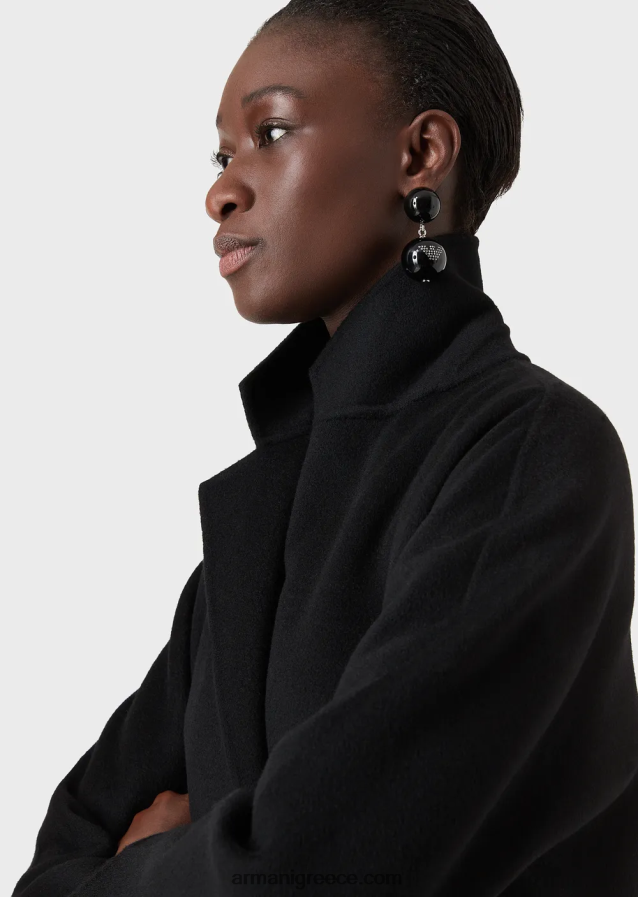 γυναίκες Armani παλτό από μαλλί κασμίρ και διπλό κασμίρ 4046R6253 μαύρος