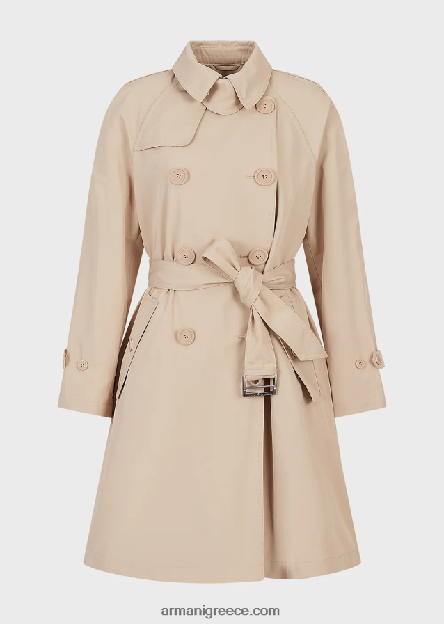 γυναίκες Armani καμπαρντίνα διπλού στήθους από υδατοαπωθητική γκαμπαρντίνα 4046R6254