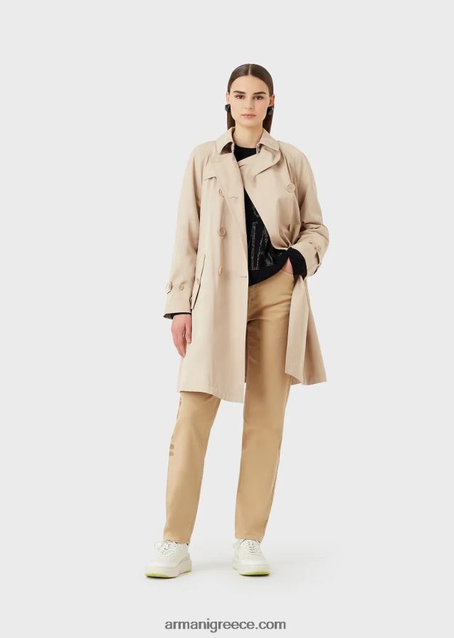 γυναίκες Armani καμπαρντίνα διπλού στήθους από υδατοαπωθητική γκαμπαρντίνα 4046R6254