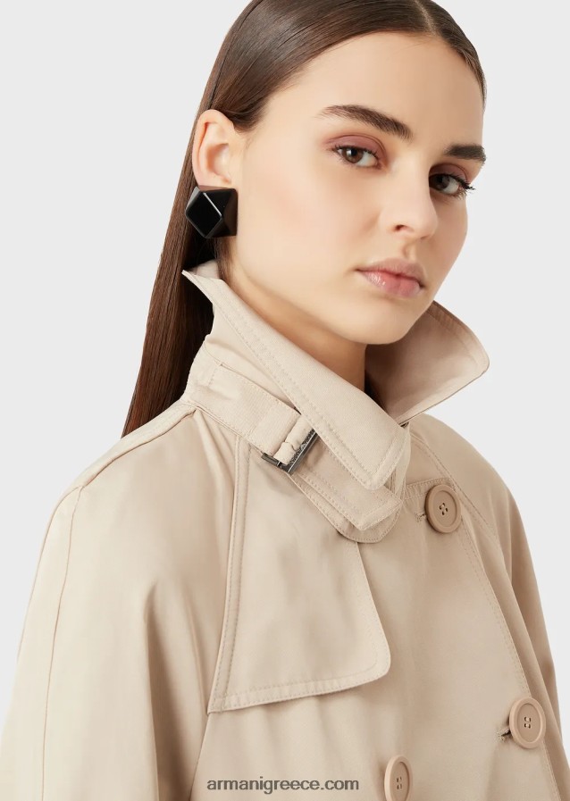 γυναίκες Armani καμπαρντίνα διπλού στήθους από υδατοαπωθητική γκαμπαρντίνα 4046R6254