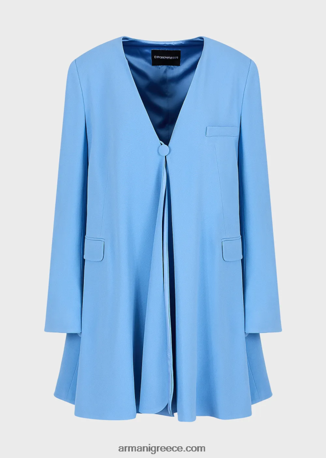 γυναίκες Armani παλτό cady-crepe με λαιμόκοψη 4046R6243 μπλε