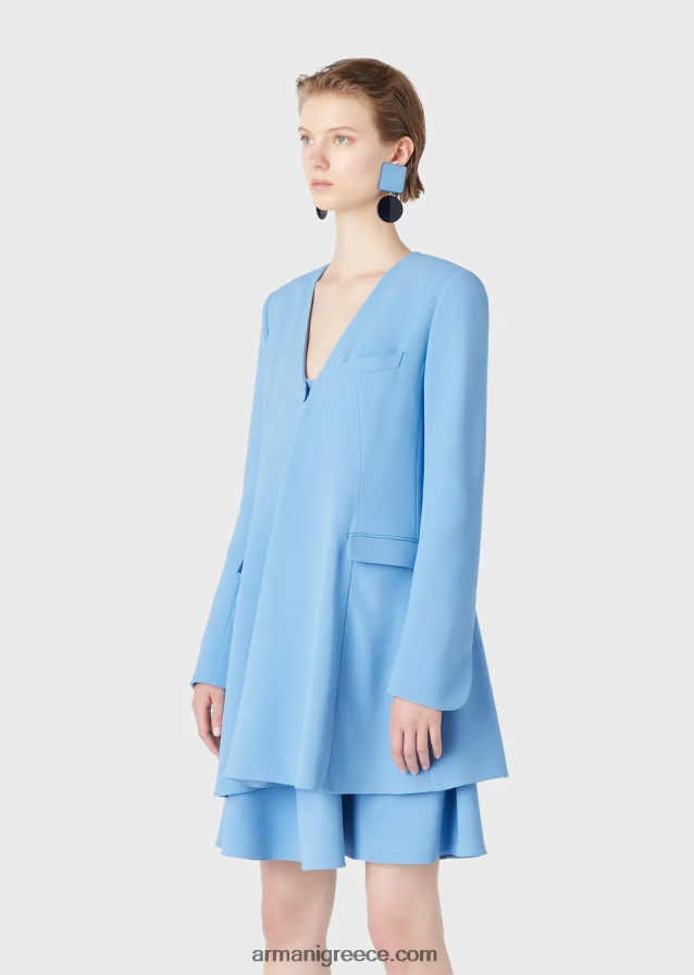 γυναίκες Armani παλτό cady-crepe με λαιμόκοψη 4046R6243 μπλε