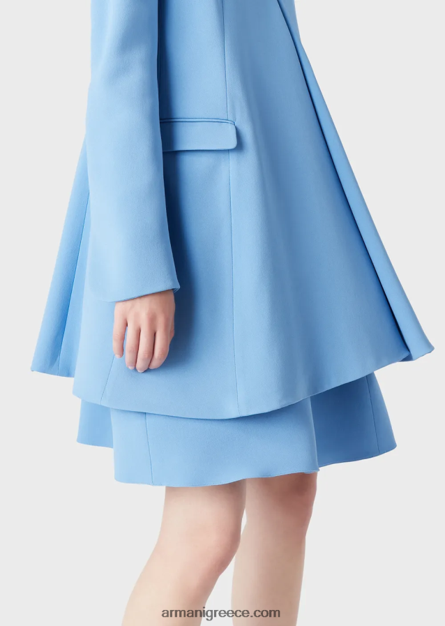 γυναίκες Armani παλτό cady-crepe με λαιμόκοψη 4046R6243 μπλε