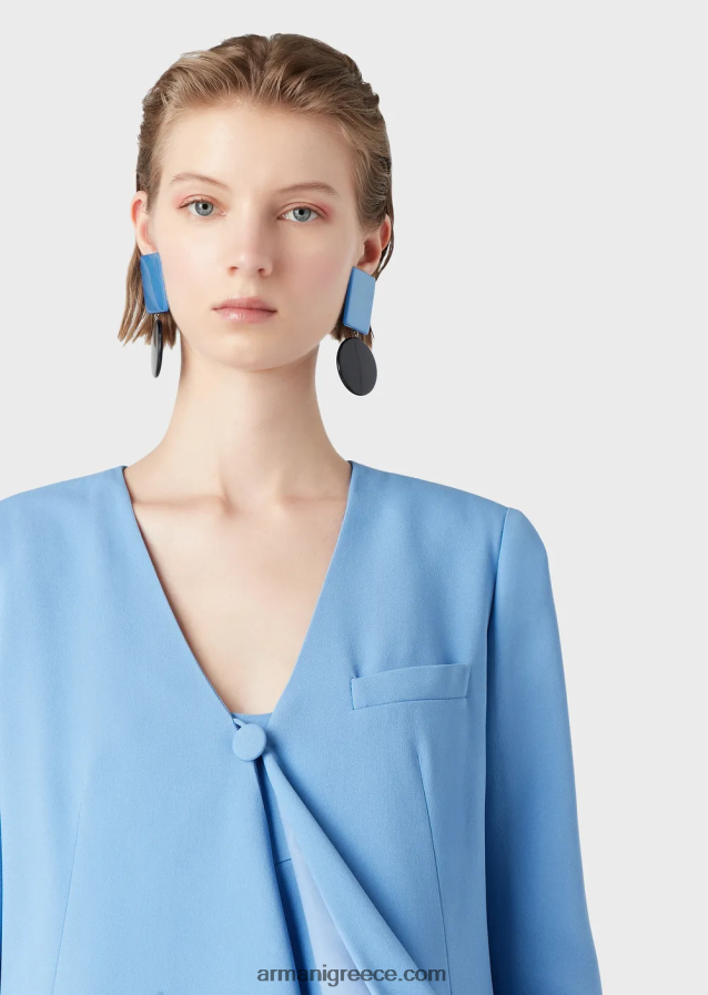 γυναίκες Armani παλτό cady-crepe με λαιμόκοψη 4046R6243 μπλε