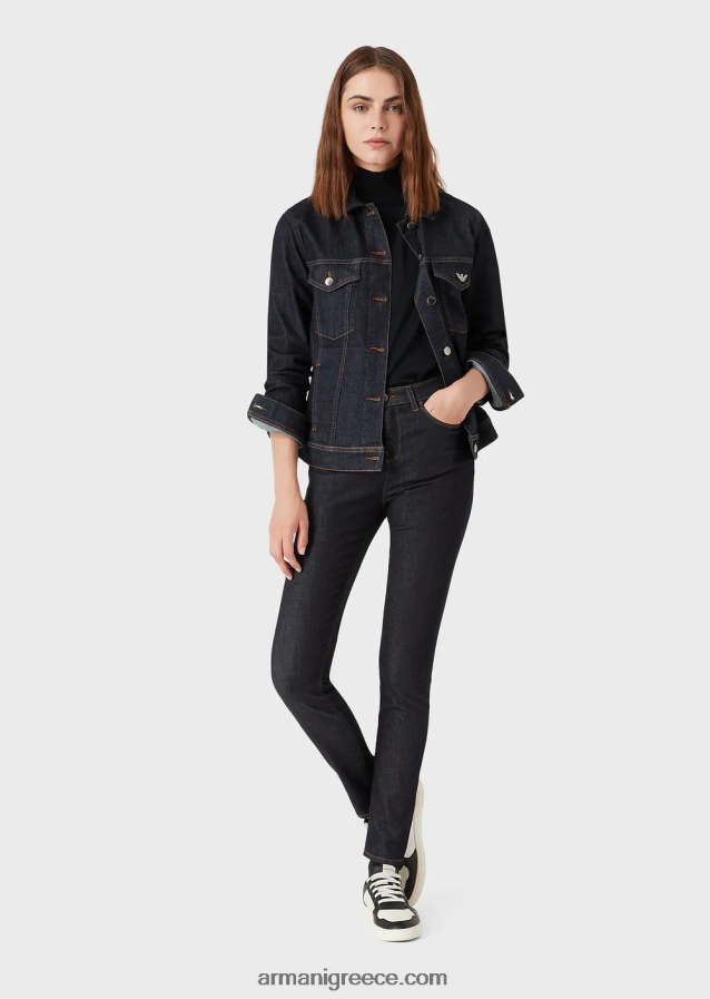 γυναίκες Armani ξεπλυμένο, comfort-τζιν μπουφάν 4046R6245 ναυτικό μπλε