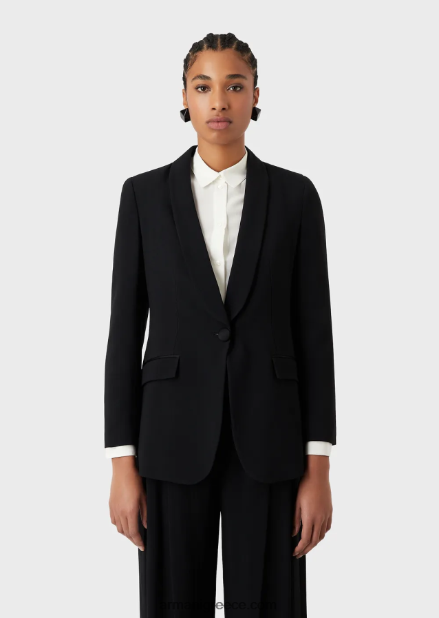 γυναίκες Armani σακάκι envers-σατινέ, σάλι με γιακά 4046R6414 μαύρος
