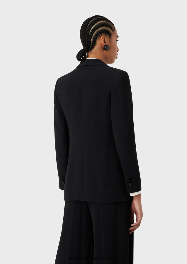 γυναίκες Armani σακάκι envers-σατινέ, σάλι με γιακά 4046R6414 μαύρος