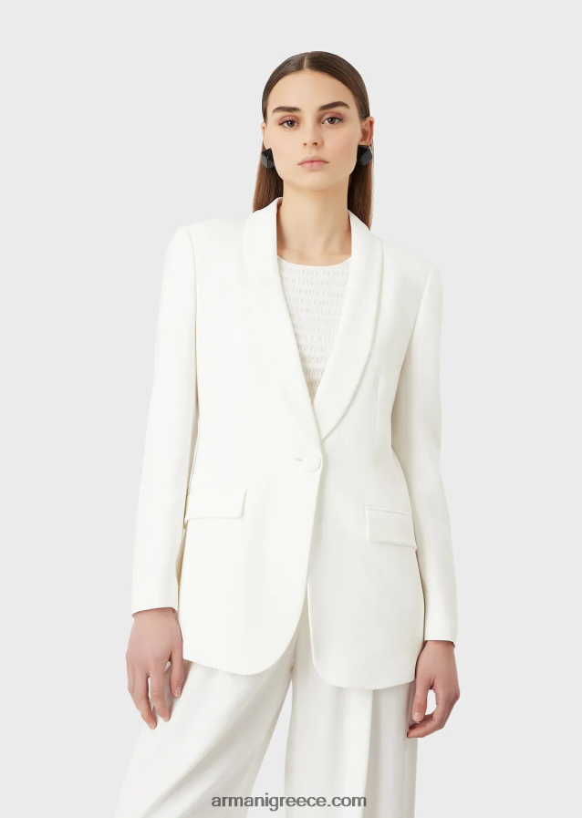 γυναίκες Armani σακάκι envers-σατινέ, σάλι με γιακά 4046R6415 άσπρο