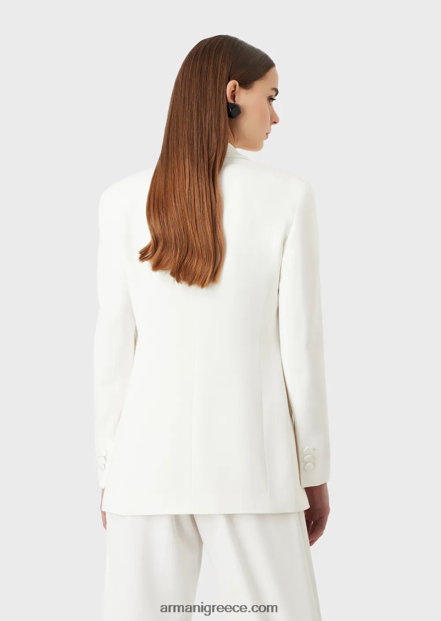 γυναίκες Armani σακάκι envers-σατινέ, σάλι με γιακά 4046R6415 άσπρο