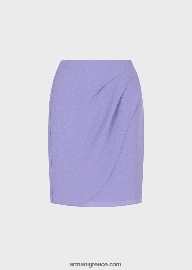 γυναίκες Armani Μίνι φούστα από ύφασμα γρανίτη τουλίπα με στρίφωμα με ντραπ 4046R6326 λιλα
