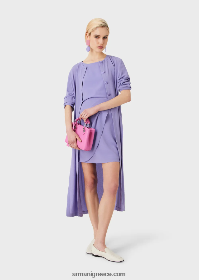 γυναίκες Armani Μίνι φούστα από ύφασμα γρανίτη τουλίπα με στρίφωμα με ντραπ 4046R6326 λιλα