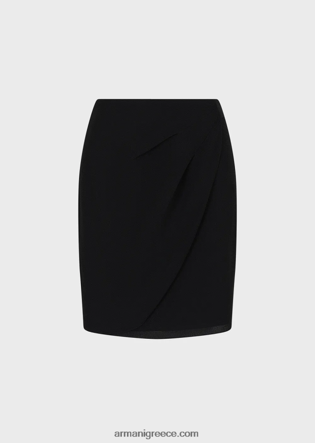 γυναίκες Armani Μίνι φούστα από ύφασμα γρανίτη τουλίπα με στρίφωμα με ντραπ 4046R6327 μαύρος