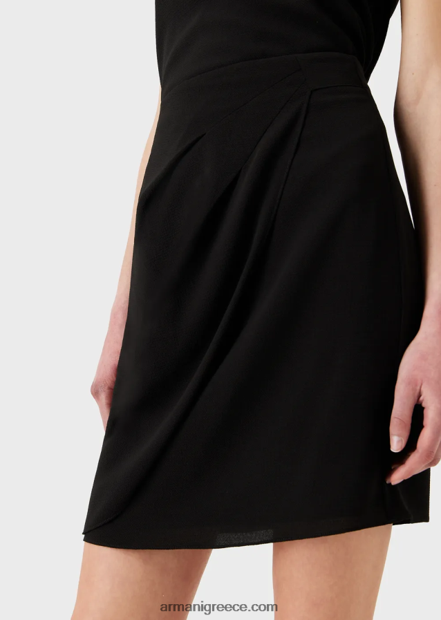 γυναίκες Armani Μίνι φούστα από ύφασμα γρανίτη τουλίπα με στρίφωμα με ντραπ 4046R6327 μαύρος